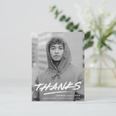 Moderner Dashed Foto Abschluss Vielen Dank Postkarte (Stehend Vorderseite)