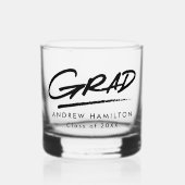 Moderner Dashed Grad Black Typografy Abschluss Whiskyglas (Vorderseite)