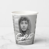 Moderner Dashed Grad Foto Abschluss Pappbecher (Rückseite)