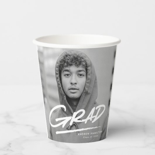 Moderner Dashed Grad Foto Abschluss Pappbecher (Vorderseite)