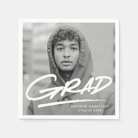Moderner Dashed Grad Foto Abschluss Serviette (Vorderseite)
