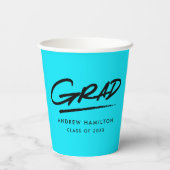 Moderner Dashed Grad Türkis Abschluss Pappbecher (Rückseite)