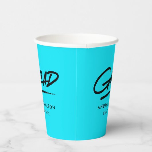 Moderner Dashed Grad Türkis Abschluss Pappbecher (Rechts)