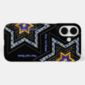 Moderner David-Stern auf Schwarz Personalisiert Case-Mate iPhone Hülle (Rückseite (Horizontal))