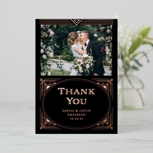 Moderner Deko Black | Danke, dass Sie Card Rose Go Folieneinladung (Stehend vorne)