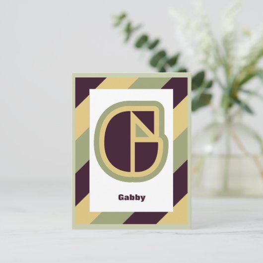 Moderner Deko Buchstabe G mit gestreifter Grenze, Postkarte (Stehend Vorderseite)