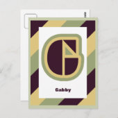 Moderner Deko Buchstabe G mit gestreifter Grenze,  Postkarte (Vorne/Hinten)