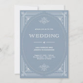Moderner Deko Dusty Blue All in One QR Code Weddin Einladung (Vorderseite)