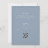 Moderner Deko Dusty Blue All in One QR Code Weddin Einladung (Rückseite)