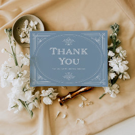 Moderner Deko | Elegant Dusty Blue and White Weddi Dankeskarte