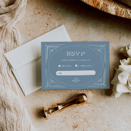Moderner Deko | Elegant Dusty Blue and White Weddi RSVP Karte