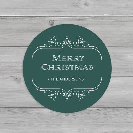 Moderner Deko | Elegant Green Frohe Weihnachten Runder Aufkleber