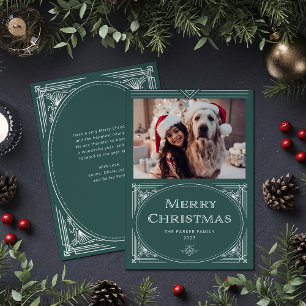 Moderner Deko   Elegant grün mit Foto Feiertagskarte