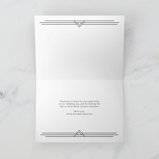 Moderner Deko | Elegant Onyx Black and White Weddi Dankeskarte (Innenseite)