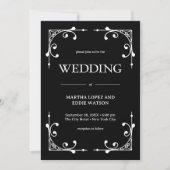 Moderner Deko | Elegant Onyx Black and White Weddi Einladung (Vorderseite)