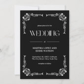 Moderner Deko | Elegant Onyx Black and White Weddi Einladung (Vorderseite)