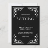 Moderner Deko | Elegant Onyx Black and White Weddi Einladung (Vorderseite)