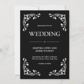 Moderner Deko | Elegant Onyx Black and White Weddi Einladung (Vorderseite)