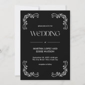 Moderner Deko | Elegant Onyx Black and White Weddi Einladung (Vorderseite)