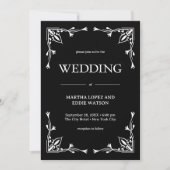 Moderner Deko | Elegant Onyx Black and White Weddi Einladung (Vorderseite)