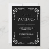 Moderner Deko | Elegant Onyx Black and White Weddi Einladung (Vorderseite)