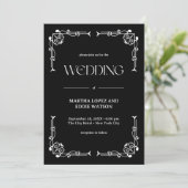 Moderner Deko | Elegant Onyx Black and White Weddi Einladung (Stehend Vorderseite)