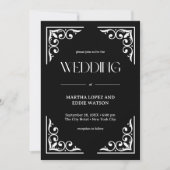 Moderner Deko | Elegant Onyx Black and White Weddi Einladung (Vorderseite)