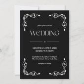 Moderner Deko | Elegant Onyx Black and White Weddi Einladung (Vorderseite)