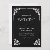 Moderner Deko | Elegant Onyx Black and White Weddi Einladung (Vorderseite)