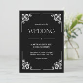 Moderner Deko | Elegant Onyx Black and White Weddi Einladung (Stehend Vorderseite)