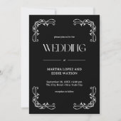 Moderner Deko | Elegant Onyx Black and White Weddi Einladung (Vorderseite)