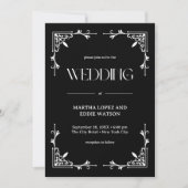 Moderner Deko | Elegant Onyx Black and White Weddi Einladung (Vorderseite)