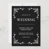 Moderner Deko | Elegant Onyx Black and White Weddi Einladung (Vorderseite)