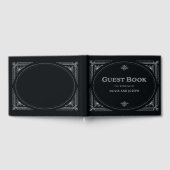 Moderner Deko | Elegant Onyx Black and White Weddi Gästebuch (Voll)