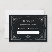 Moderner Deko | Elegant Onyx Black and White Weddi RSVP Karte (Vorderseite)
