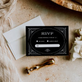 Moderner Deko | Elegant Onyx Black and White Weddi RSVP Karte