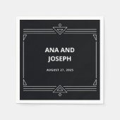 Moderner Deko | Elegant Onyx Black and White Weddi Serviette (Vorderseite)