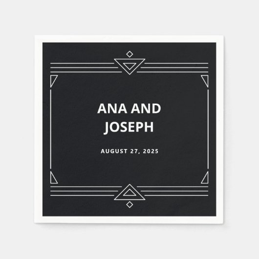 Moderner Deko | Elegant Onyx Black and White Weddi Serviette (Vorderseite)