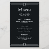 Moderner Deko | Elegant Onyx Black Wedding Menu Flyer (Vorne)