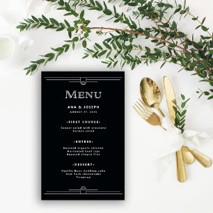 Moderner Deko Elegant Onyx Black Wedding Menu Flyer
