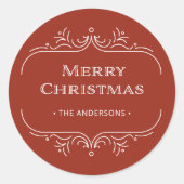 Moderner Deko | Elegant Red Merry Christmas Runder Aufkleber (Vorderseite)