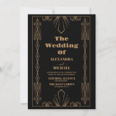 Moderner Deko Elegant Wedding Black and Gold Einladung (Vorderseite)
