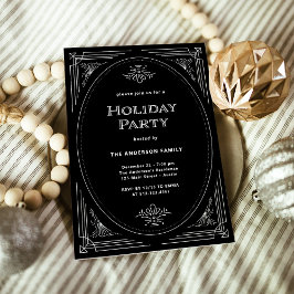 Moderner Deko | Elegante Black Holiday Party Einladung