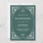 Moderner Deko | Elegante Feiertage Grüne Hochzeit Einladung (Vorderseite)