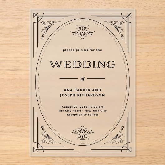 Moderner Deko | Elegante Hochzeit Acryleinladungen (Vorderseite)