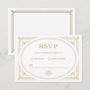 Moderner Deko   Elegante Hochzeit mit Gold und Wei RSVP Karte