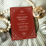 Moderner Deko | Elegante Red Holiday Party Einladung<br><div class="desc">Diese eleganten Weihnachtsfeierlichkeiten bieten eine moderne Kulisse für klassischen Deko. Ein verzierter,  geometrischer Rahmen und eine Verzierung zieren einen festlichen roten Hintergrund für ein klassisches und dennoch glamouröses Urlaubsstil.</div>