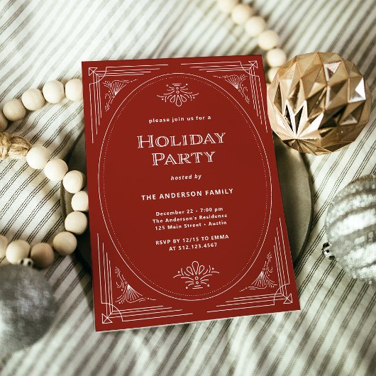 Moderner Deko | Elegante Red Holiday Party Einladung