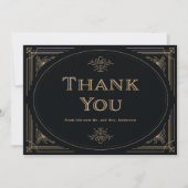 Moderner Deko | Elegante Schwarz-Gold-Hochzeit Dankeskarte (Vorderseite)