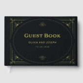 Moderner Deko | Elegante Schwarz-Gold Hochzeit Gästebuch (Vorderseite)